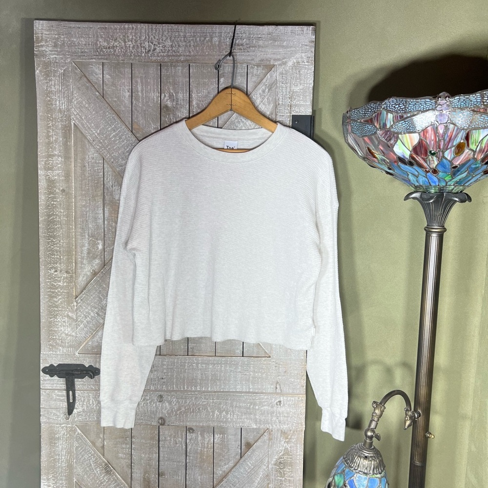 Aritzia TNA Alamo Light Heather Oat Crop Thermal Long Sleeve Small